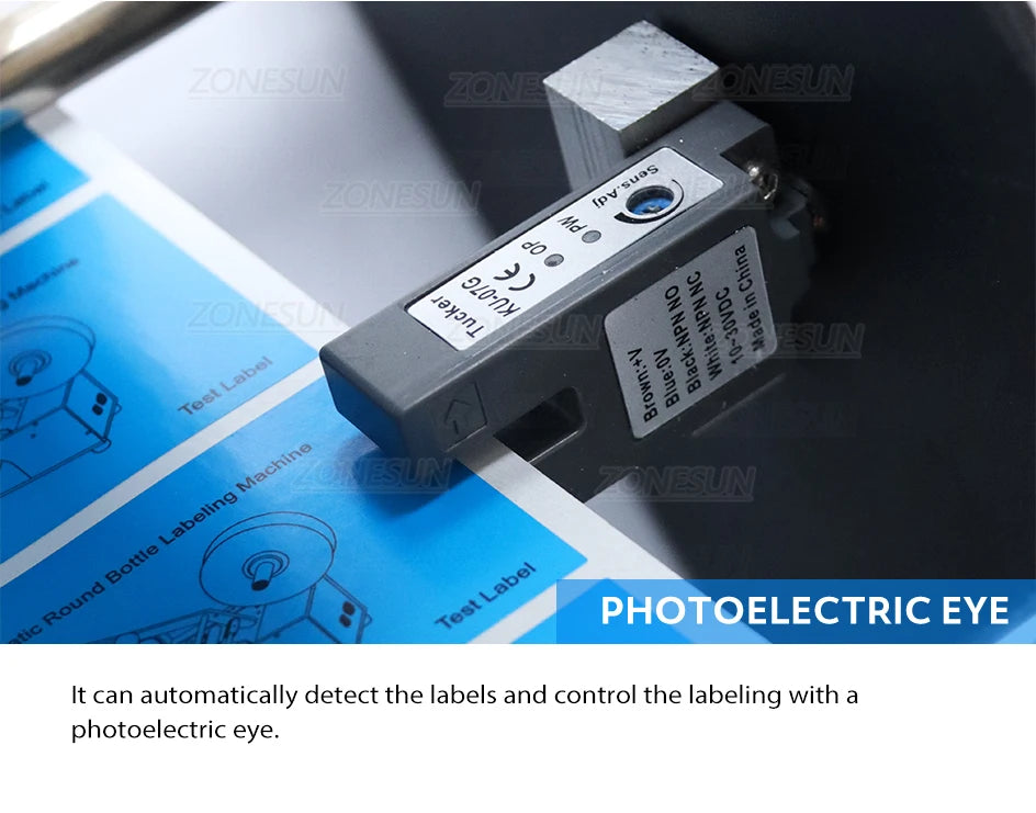 ZONESUN Semi Automatic Round Bottle Labeling Machine Stamp Dispenser Target Pasters Label Sticker Bottle Labeler ZS-TB16P
