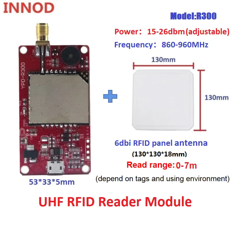 R300 RFID UHF Reader Module for ESP32 Raspberry Pi Arduino | UHF Access Control TTL UART | Free SDK Included
