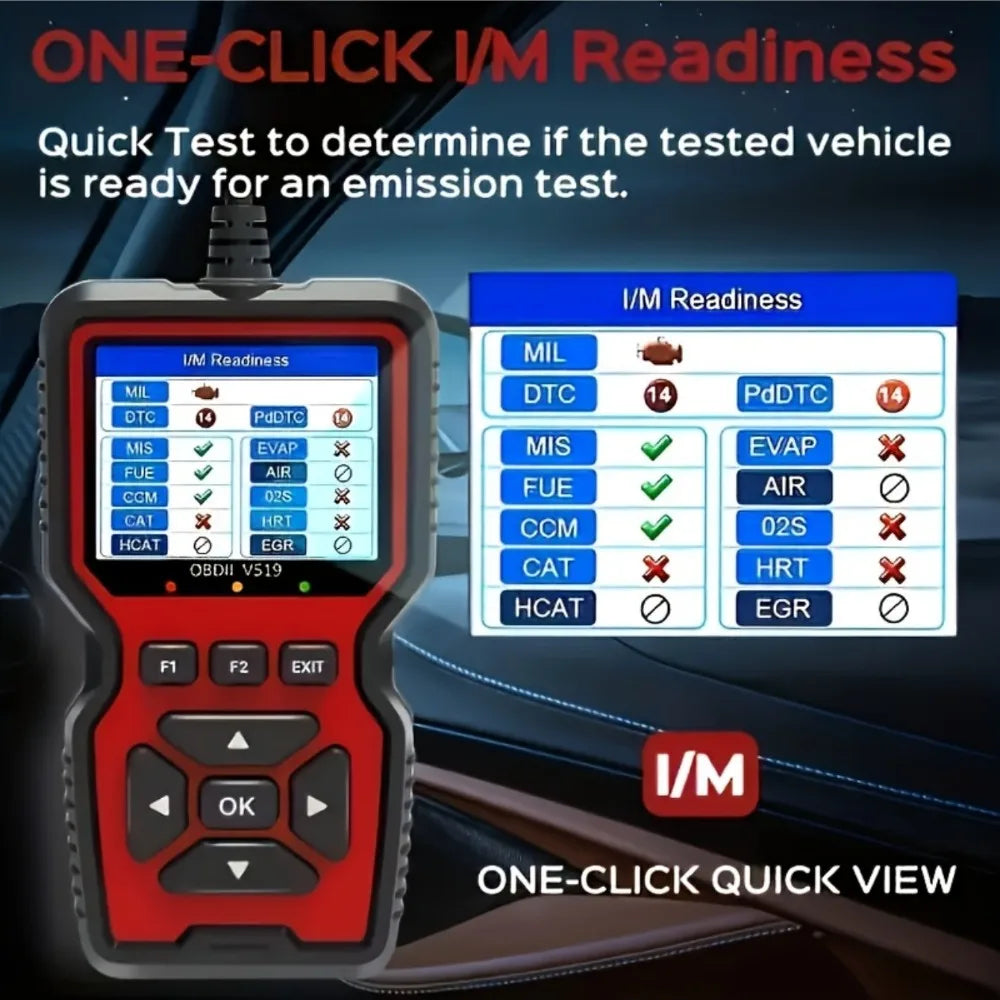 2025 V519 Professional OBD2 Scanner - USB-powered, real-time data diagnostic tool for checking engine lights in most cars