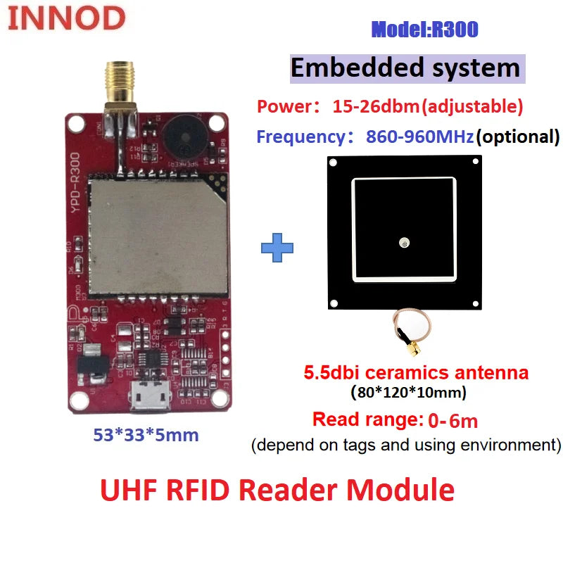 R300 RFID UHF Reader Module for ESP32 Raspberry Pi Arduino | UHF Access Control TTL UART | Free SDK Included