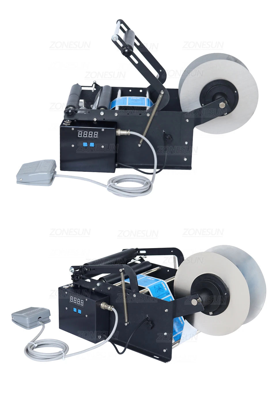 ZONESUN Semi Automatic Round Bottle Labeling Machine Stamp Dispenser Target Pasters Label Sticker Bottle Labeler ZS-TB16P