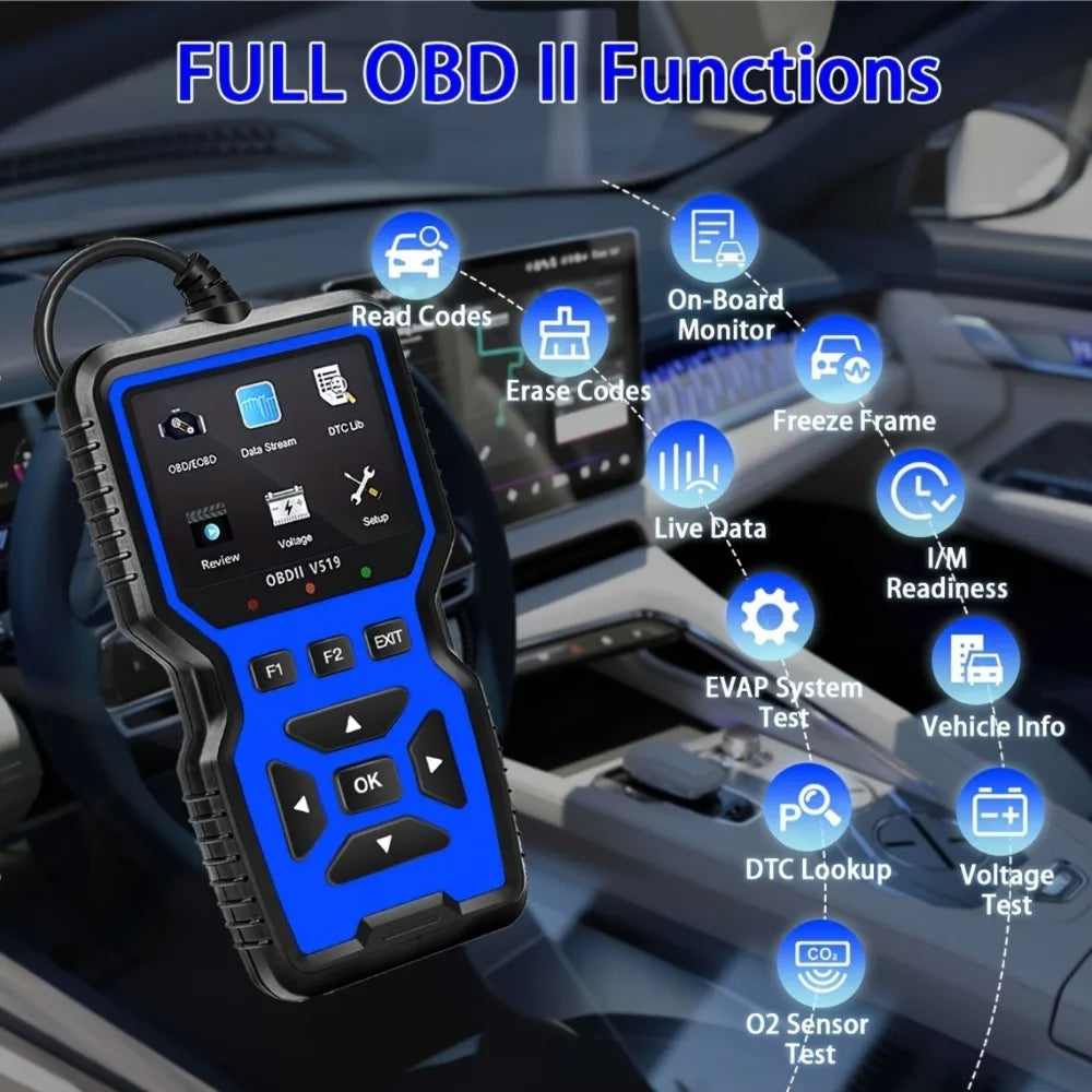 2025 V519 Professional OBD2 Scanner - USB-powered, real-time data diagnostic tool for checking engine lights in most cars