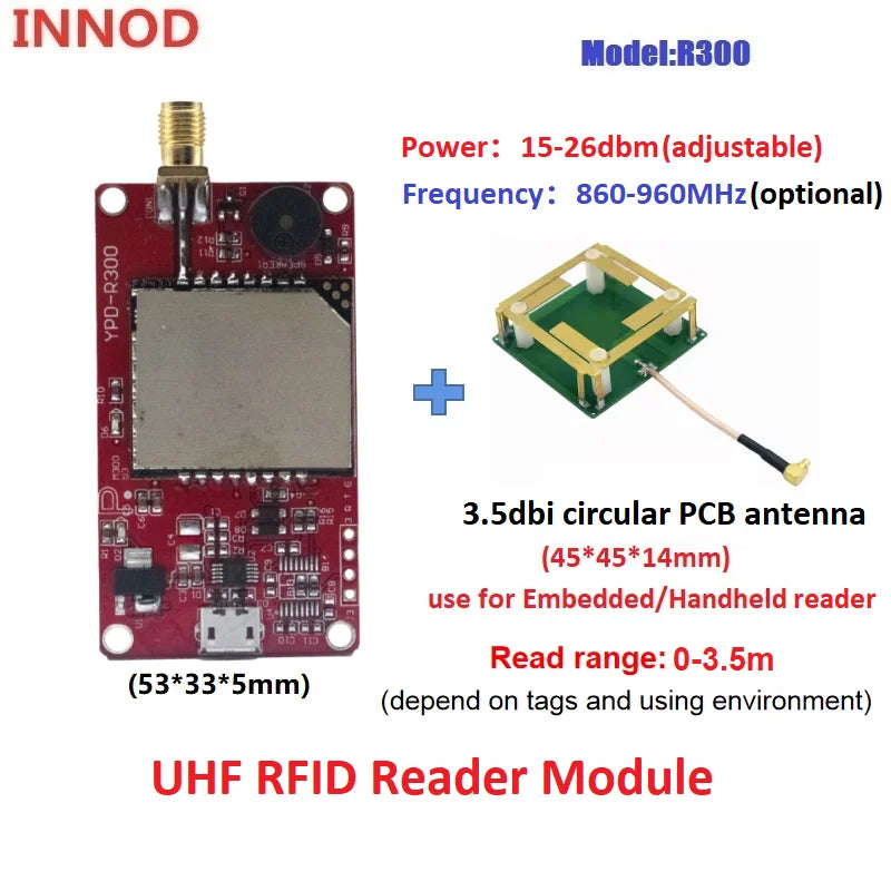 R300 RFID UHF Reader Module for ESP32 Raspberry Pi Arduino | UHF Access Control TTL UART | Free SDK Included