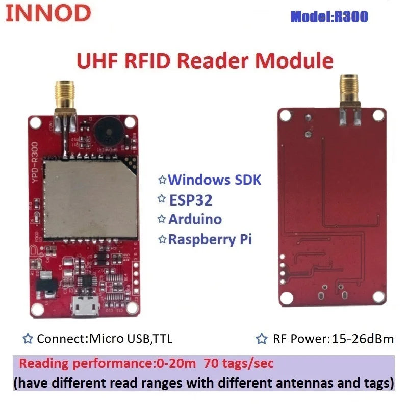 R300 RFID UHF Reader Module for ESP32 Raspberry Pi Arduino | UHF Access Control TTL UART | Free SDK Included