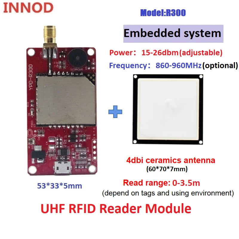 R300 RFID UHF Reader Module for ESP32 Raspberry Pi Arduino | UHF Access Control TTL UART | Free SDK Included