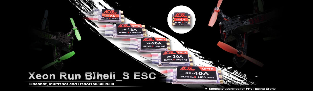 AGFRC XR-13A Brushless 13A ESC DSHOT600 BLHeli_S 2-4S Lipos Electronic Speed Controller for FPV QAV Drone Multirotor Quadcopter