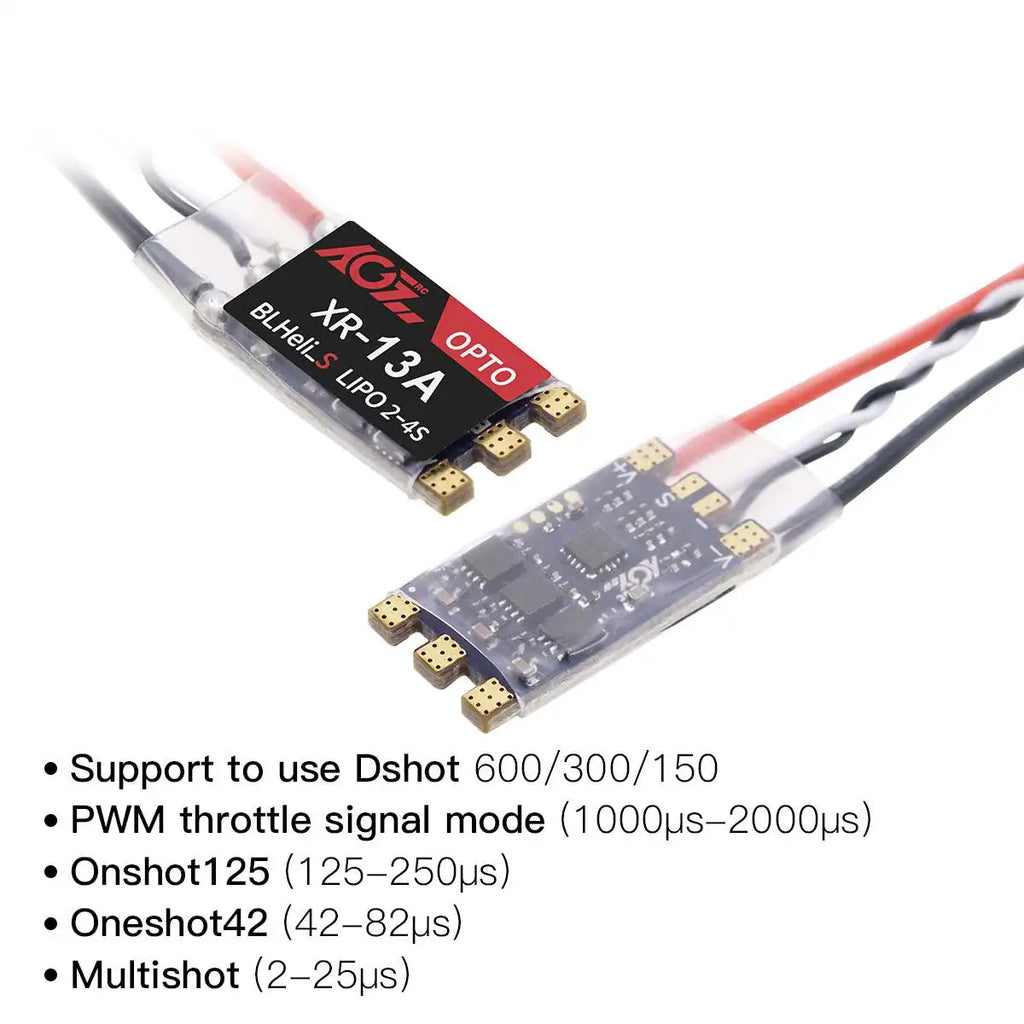 AGFRC XR-13A Brushless 13A ESC DSHOT600 BLHeli_S 2-4S Lipos Electronic Speed Controller for FPV QAV Drone Multirotor Quadcopter