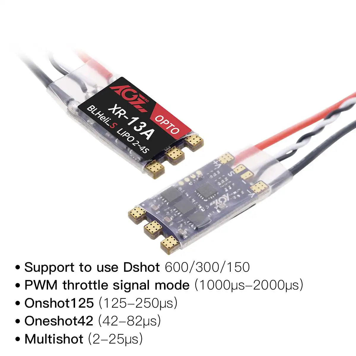 AGFRC XR-13A Brushless 13A ESC DSHOT600 BLHeli_S 2-4S Lipos Electronic Speed Controller for FPV QAV Drone Multirotor Quadcopter