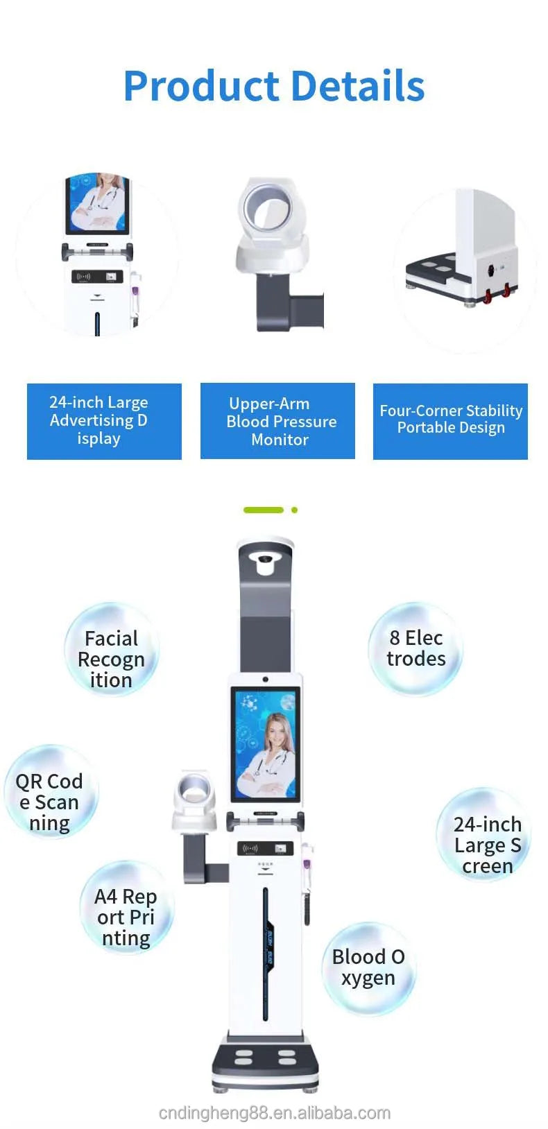 DHM-800C Medical Bioimpedance Bench Scale Checkweigher with 24-inch LCD Display and 0.1kg Accuracy