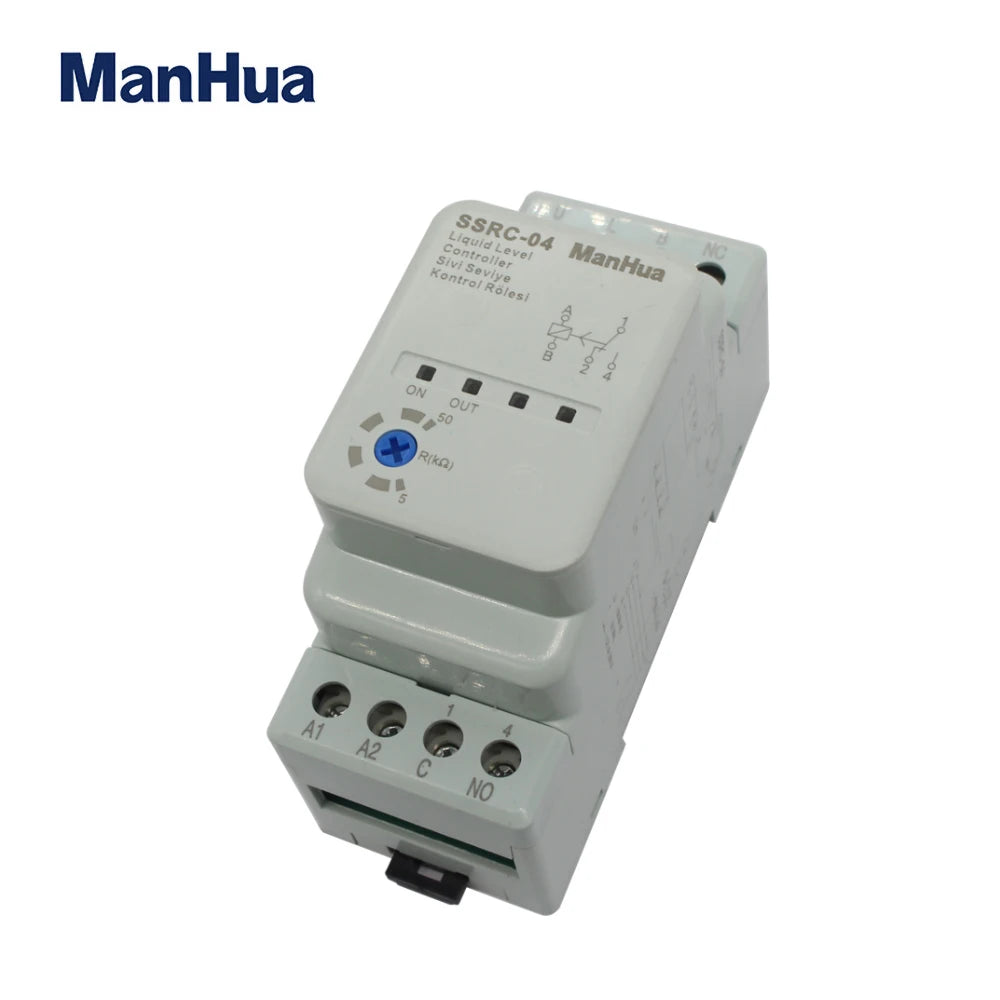 ManHua 220/230VAC 50/60Hz DIN rail SSRC-04 liquid level controller adjustable 5-50kΩ