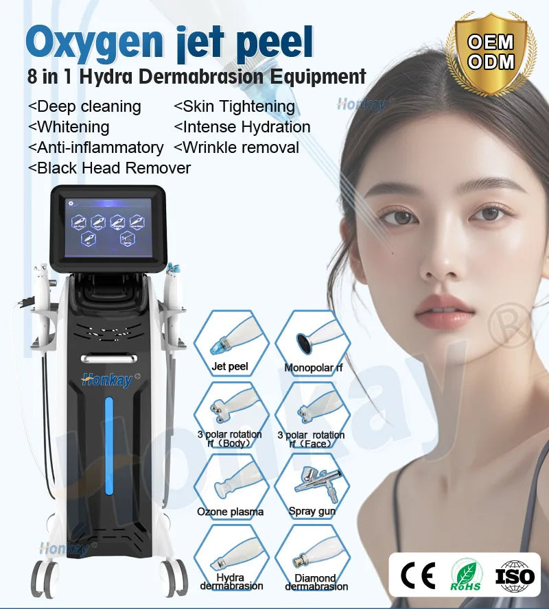 8 in 1 Oxygen Jet Peel Machine for Intense Hydration Wrinkle Removal and Restore the Elasticity of Skin