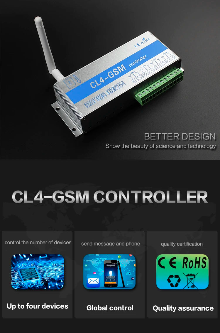 GSM Switch SMS controller 4 relays output GSM Garage Door CL8-GSM Great for control of home electrical devices