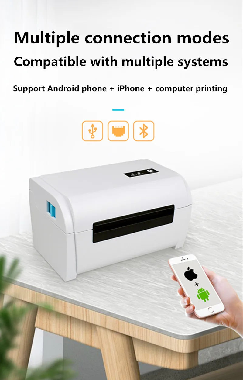 Thermal Barcode Label printers ePacket mini printer USB Bluetooth Printer Print width:40-110mm Electronic Surface Single