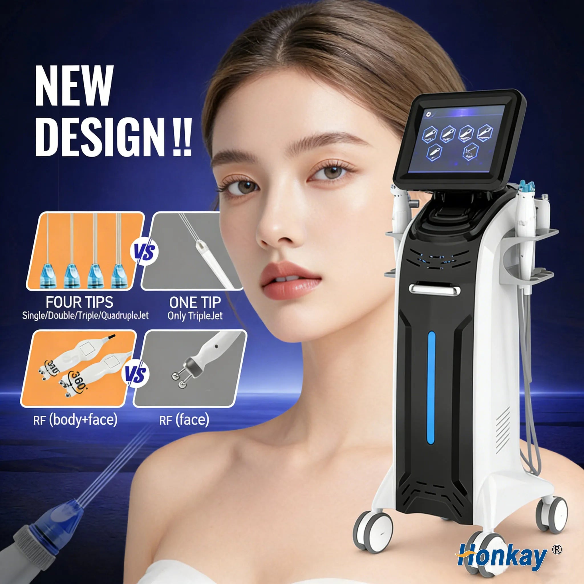 8 in 1 Oxygen Jet Peel Machine for Intense Hydration Wrinkle Removal and Restore the Elasticity of Skin