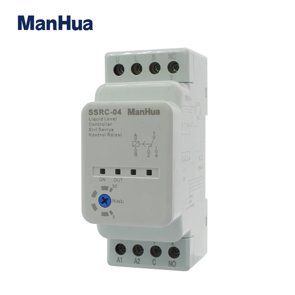 ManHua 220/230VAC 50/60Hz DIN rail SSRC-04 liquid level controller adjustable 5-50kΩ