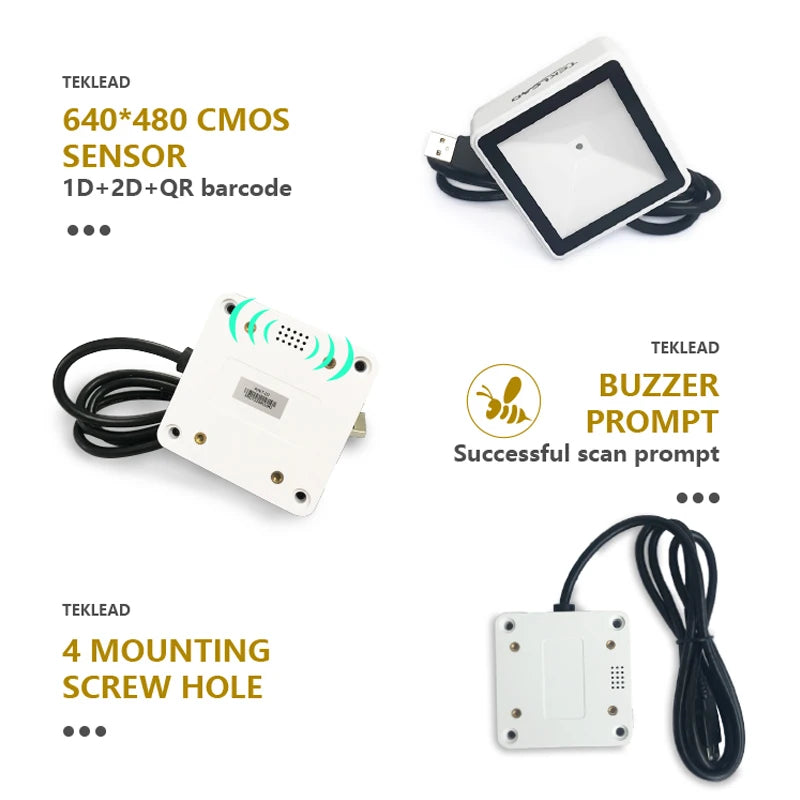 TEKLEAD Embedded 2D Barcode Scanner Module Wired USB Mini Size 1D QR Code Reader Easy to Install