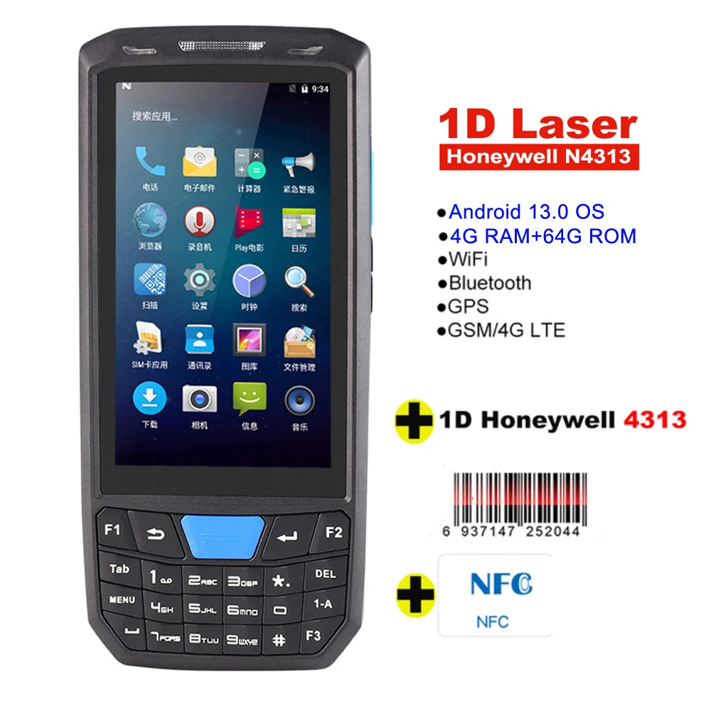 RUGLINE PDA Android Handheld Terminal Honeywell Barcode Scanner 1D 2D QR Portable Data Collector Terminal Device With 4G NFC