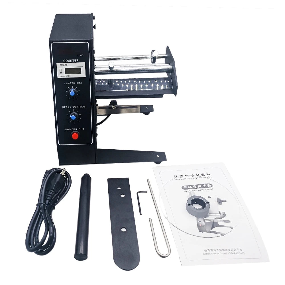 Auto Label Dispenser Device Automatic Sticker Separating Machine AL-1150D NEW Digital Control 4-140mm Label stripping machine
