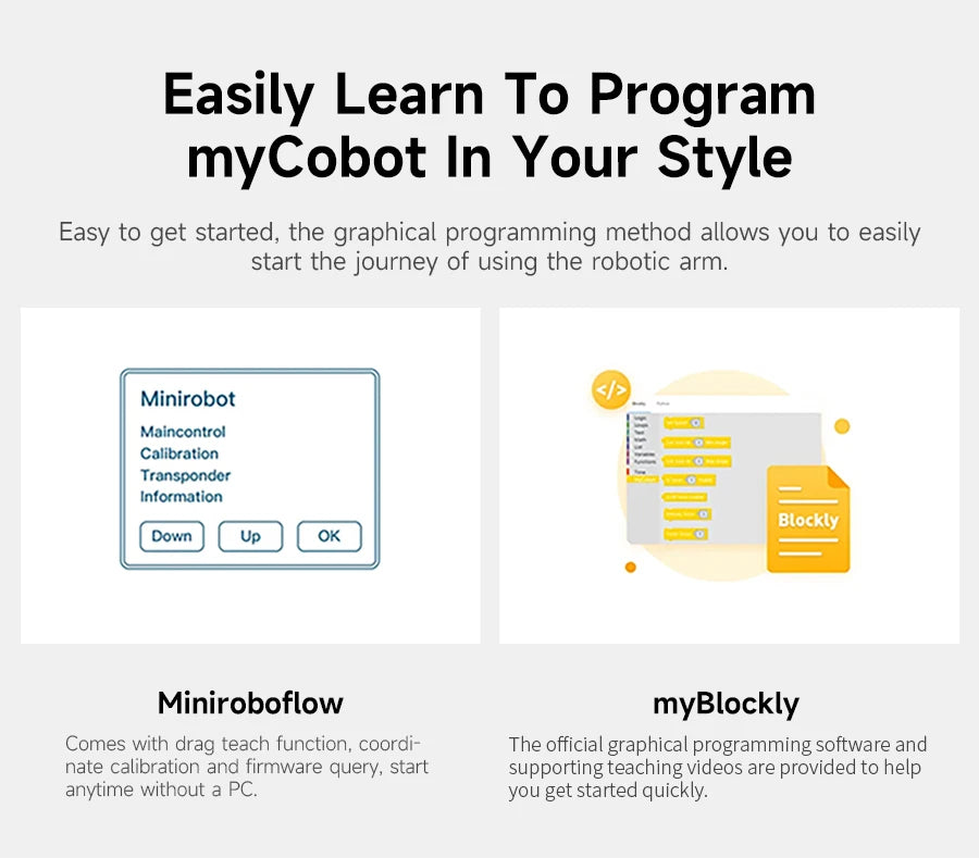myCobot 320 M5 Robotic Arm 7DOF Collaborative Robot 1KG Load Support APP Control ROS2 Simulation Python C JavaScript Programming