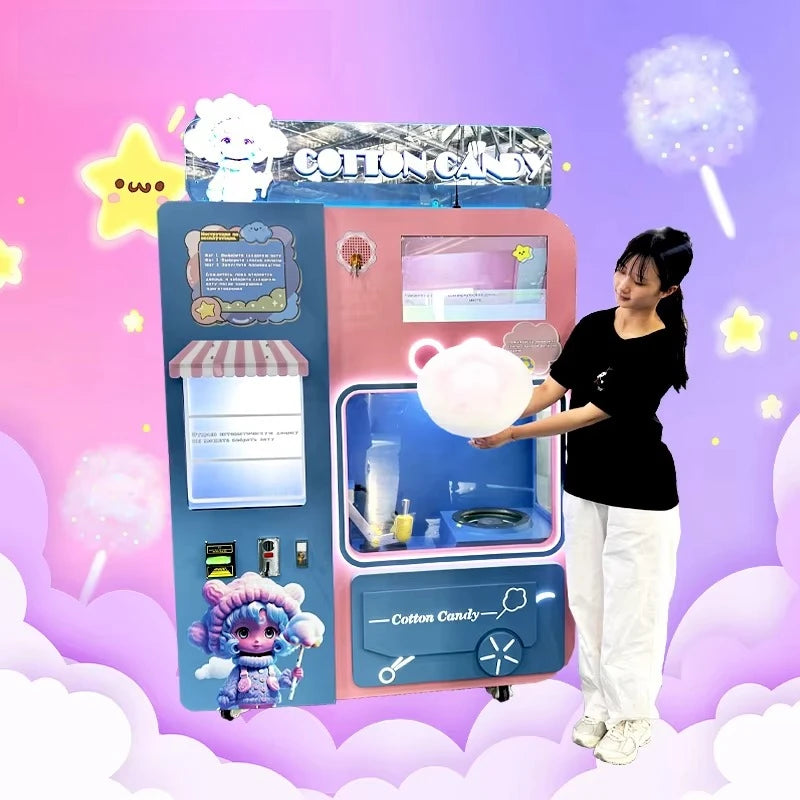 Customized Automated Cotton Candy Vendor Machine Smart App Control Modern Mall Commercial High Capacity Hot Sale 2025