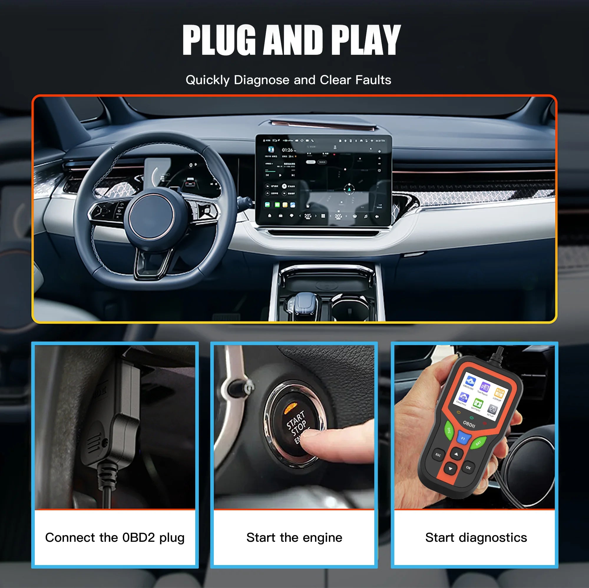 OBD2 Ultra Car Scanner obdii Diagnostic Tool for Cars & Trucks Universal Fitment obd 2 Supports 9 Protocols