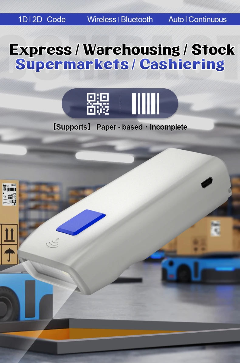 NETUM Bluetooth barcode Scanner Portable 2D barcode reader for express delivery and logistics wireless 2.4G USB connection