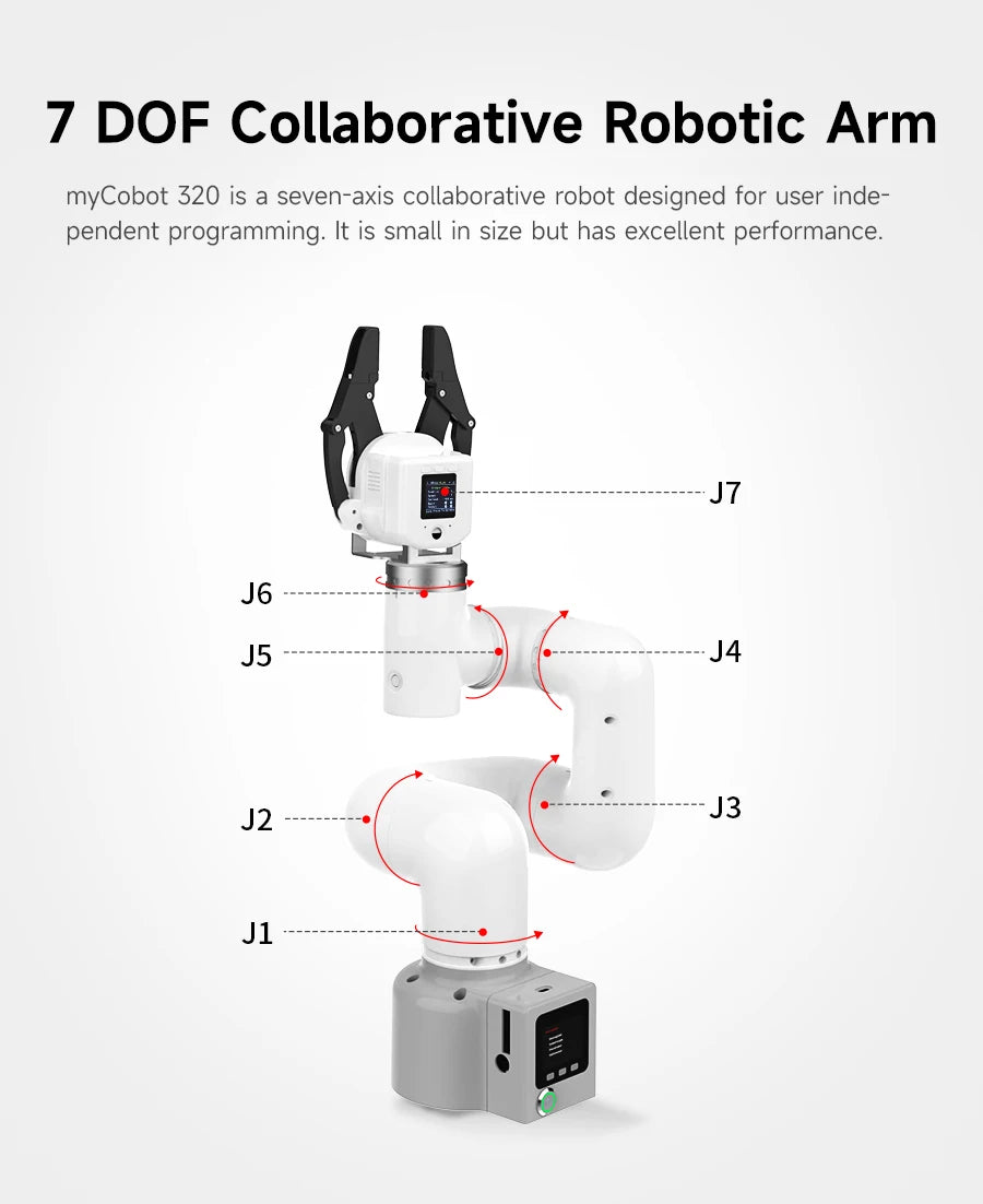 myCobot 320 M5 Robotic Arm 7DOF Collaborative Robot 1KG Load Support APP Control ROS2 Simulation Python C JavaScript Programming