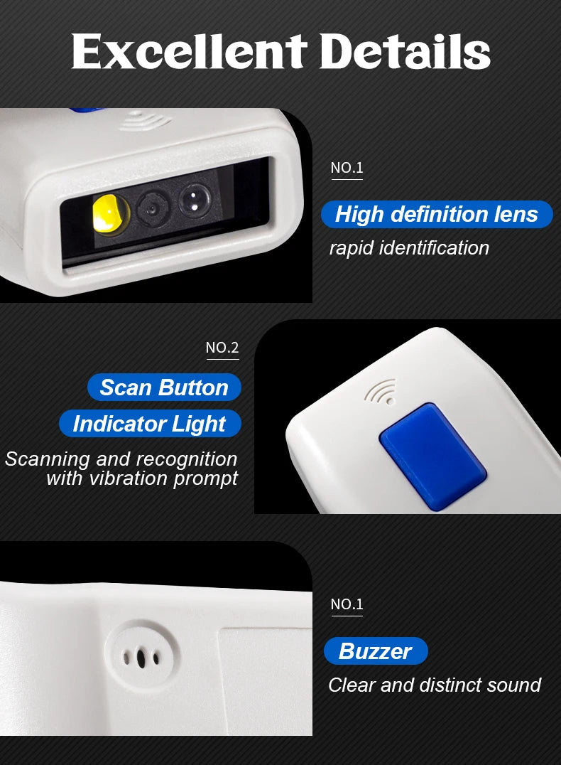 NETUM Bluetooth barcode Scanner Portable 2D barcode reader for express delivery and logistics wireless 2.4G USB connection