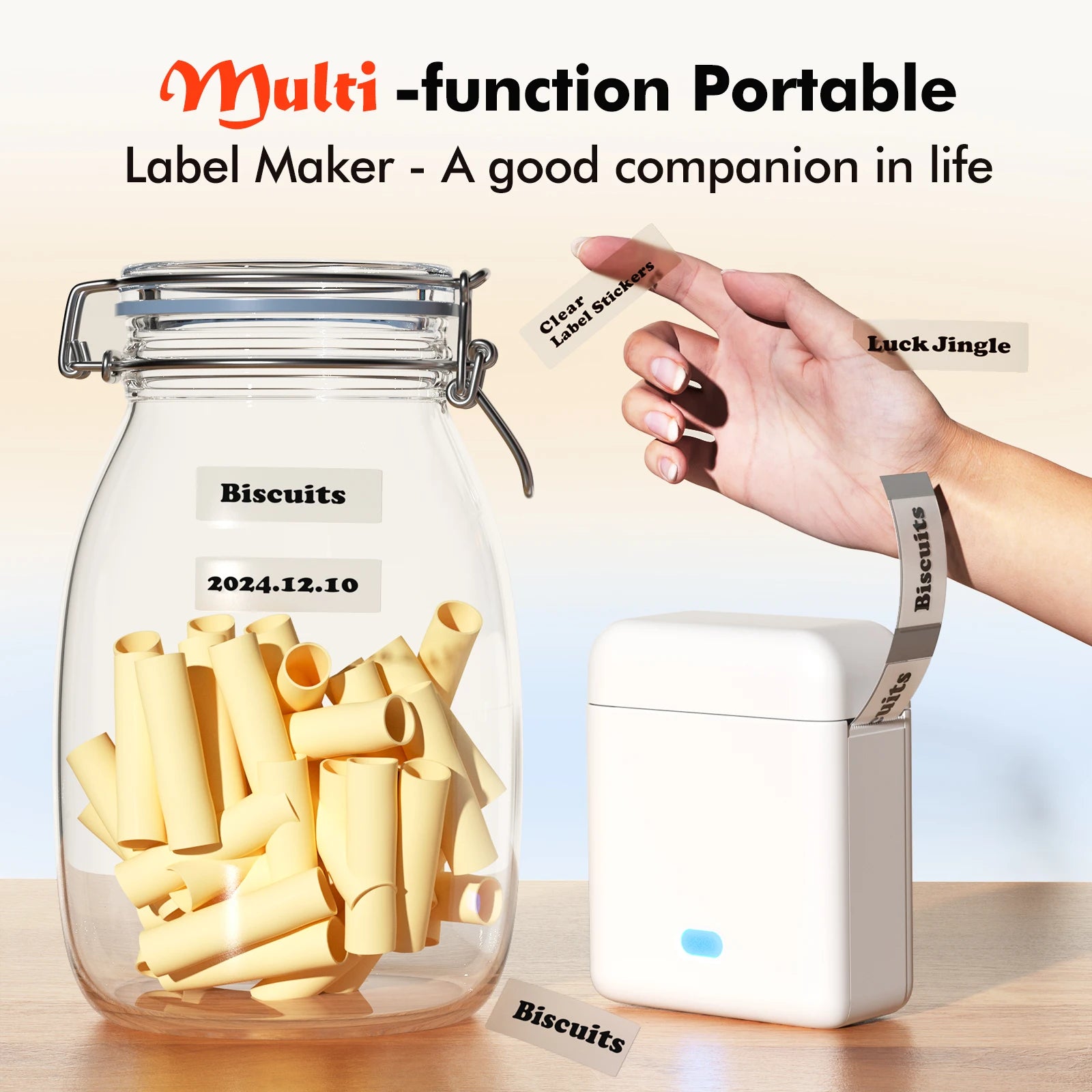Self-adhesive Label Maker Address Label Printer Bluetooth Thermal Printer for Business Office School Home Barcode Logo Clothing