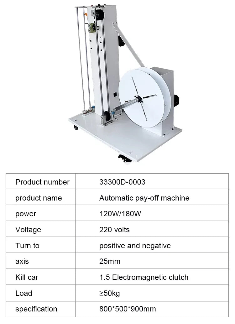 Automatic Cable wire feeding machine continuously variable speed pay-off machine