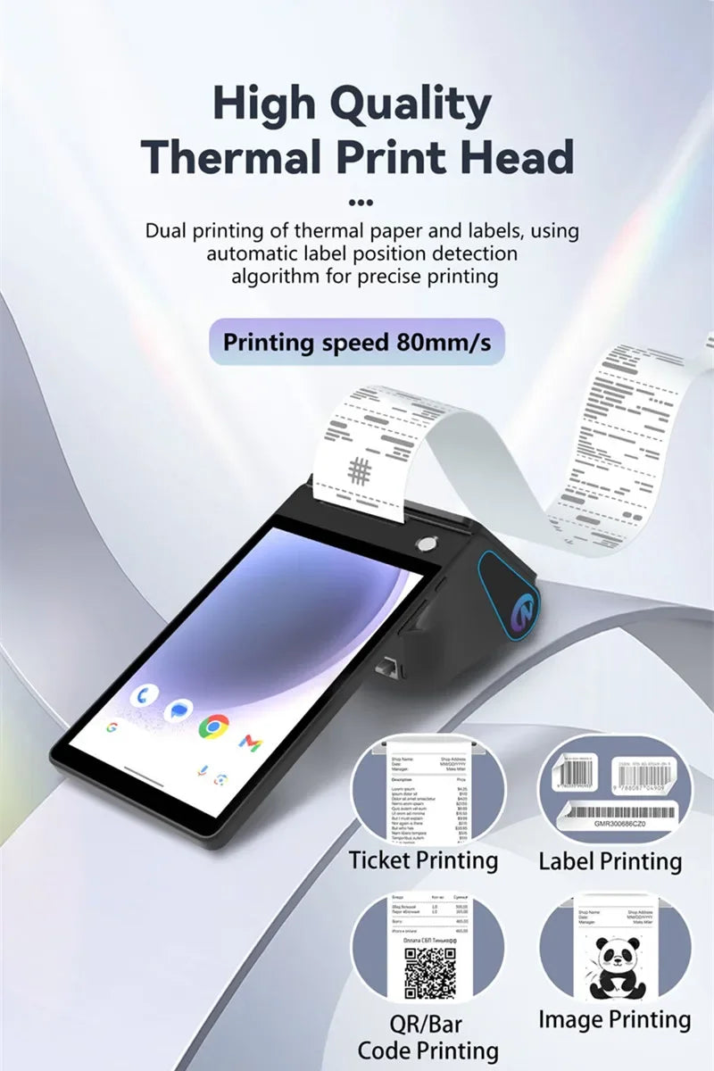 Z108 Android 14 Dual Screen POS Terminal Sales Point Cash Register with 8-inch Touch Screen NFC Scanner 58/80mm Thermal Printer