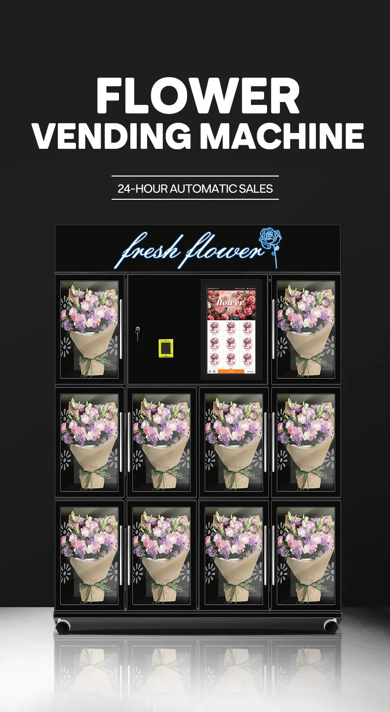 Automated Smart Flower Kiosk with Temperature Control Flower-Shaped Fresh Flowers Dispenser for Commercial Locations