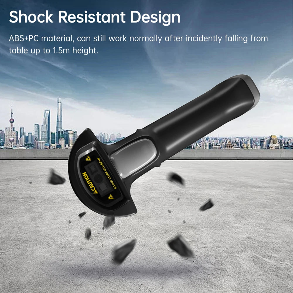 【New】Wireless 2D 1D Barcode Scanner BT+2.4G+USB Wired High Speed Scanning with Pedestal Wireless Charging Stand and OLED Display
