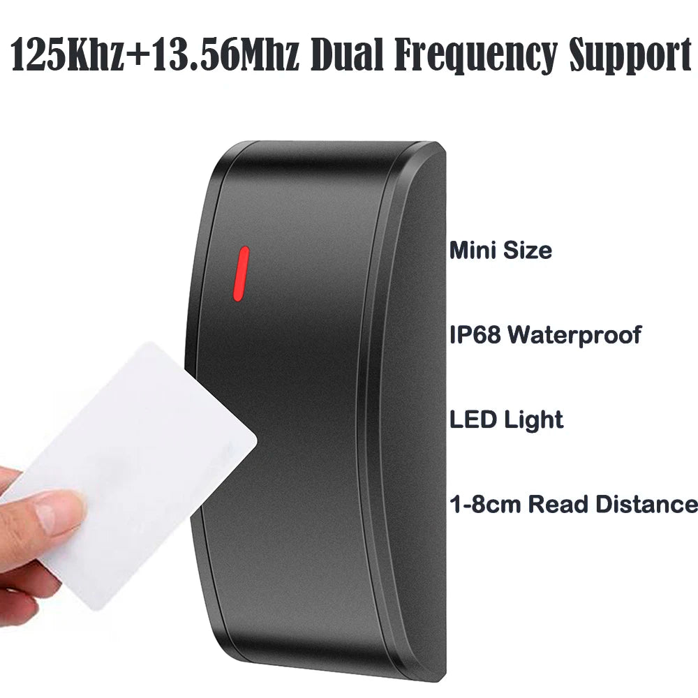 Access Control Reader 125KHz+13.56MHz  Waterproof RFID Weigand 26/34 Smart Proximity Card Reader For Access control Panel