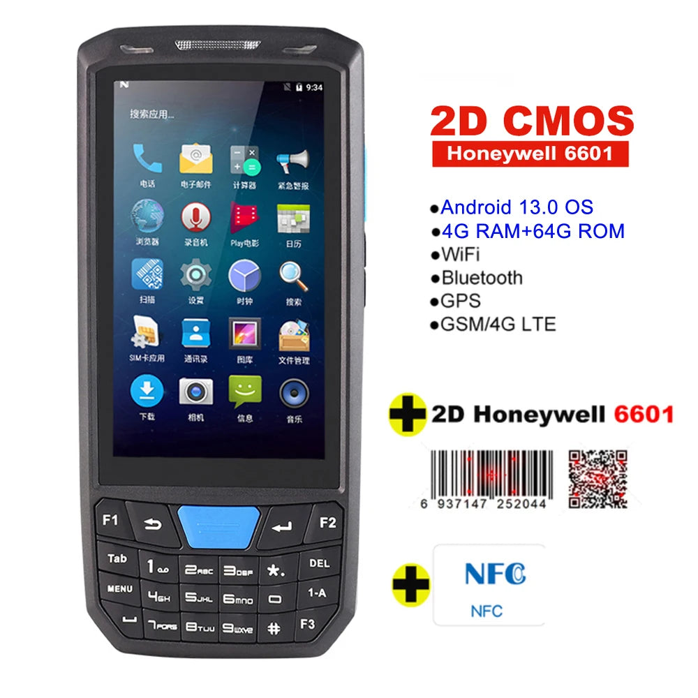 RUGLINE PDA Android Handheld Terminal Honeywell Barcode Scanner 1D 2D QR Portable Data Collector Terminal Device With 4G NFC