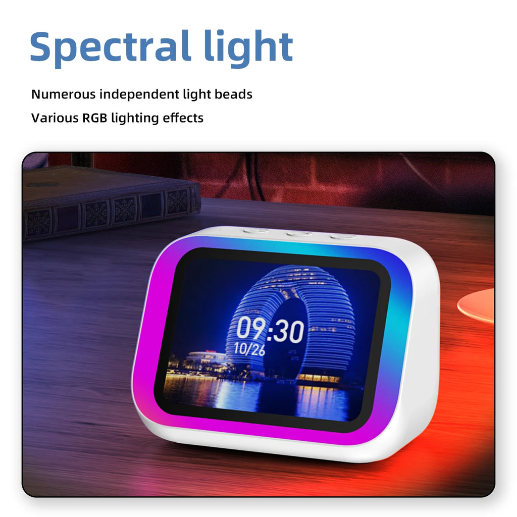 Smart Speaker AI Home Assistant Audio Center HD Large Screen High-Power Speaker Electronic Photo Album 7-Color Lighting for Gift