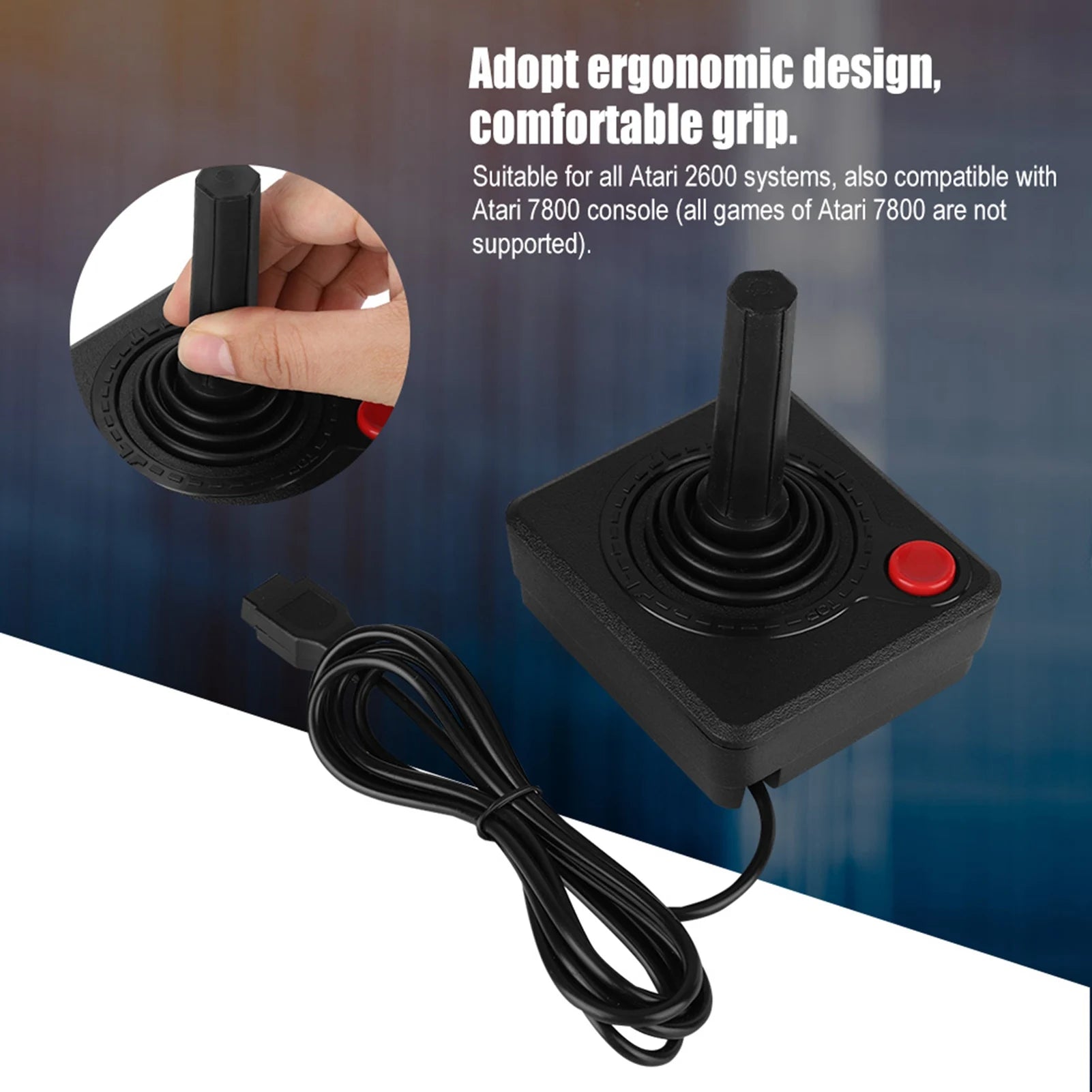 Retro  Ergonomic 360 Controller Wireless Controller Analog Stick Wear Resistant ABS Friendly Materials for Atari 2600