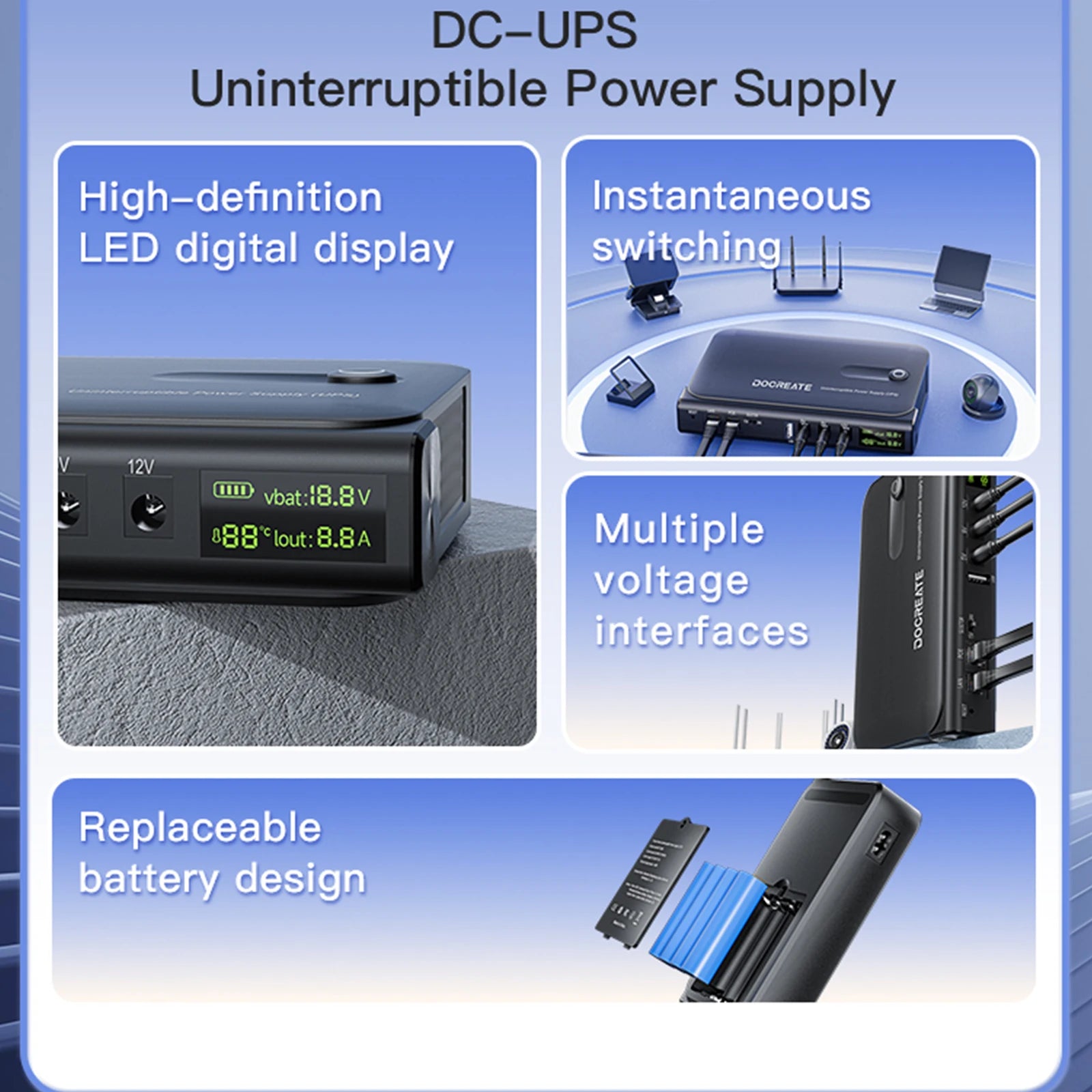 UPS Uninterruptible Power Without Battery UPS Backup Battery Power Supply Supports 5V/9V/12V for Router/Modem/ Camera