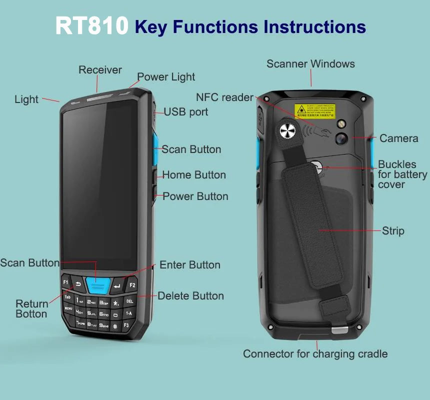 RUGLINE PDA Android Handheld Terminal Honeywell Barcode Scanner 1D 2D QR Portable Data Collector Terminal Device With 4G NFC