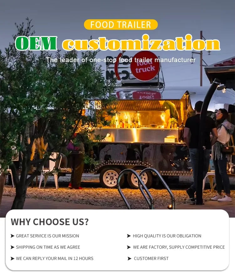 Commercial Hot Sale Food Truck Trailer Fully Equipped Multifunction Mobile Kitchen Customized