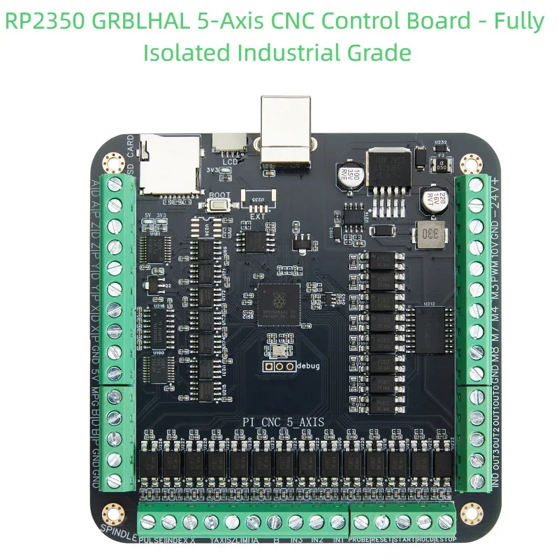 GRBLHAL CNC Controller Board 3/4/5 Axis RP2350  Industrial Isolated Laser Engraving Card Supports Offline Handwheel MPG