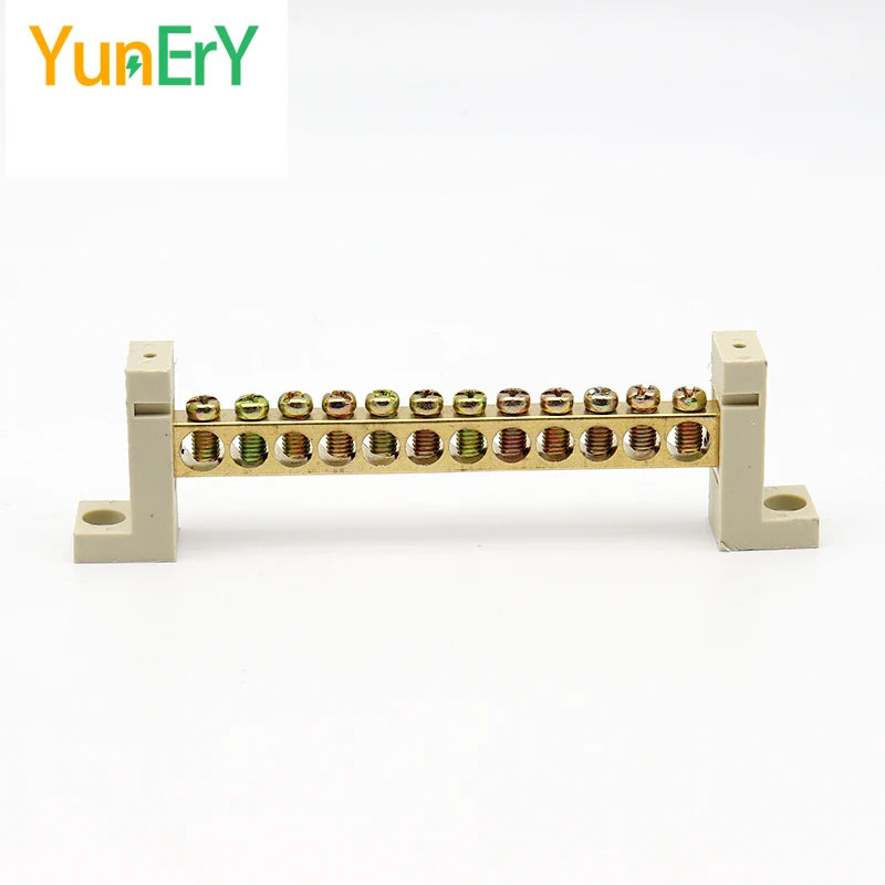DIN Rail Terminal Block High Bridge Type Ground Bar 5/7/10/12 Holes Electrical Connector Distribution Box Neutral Terminal