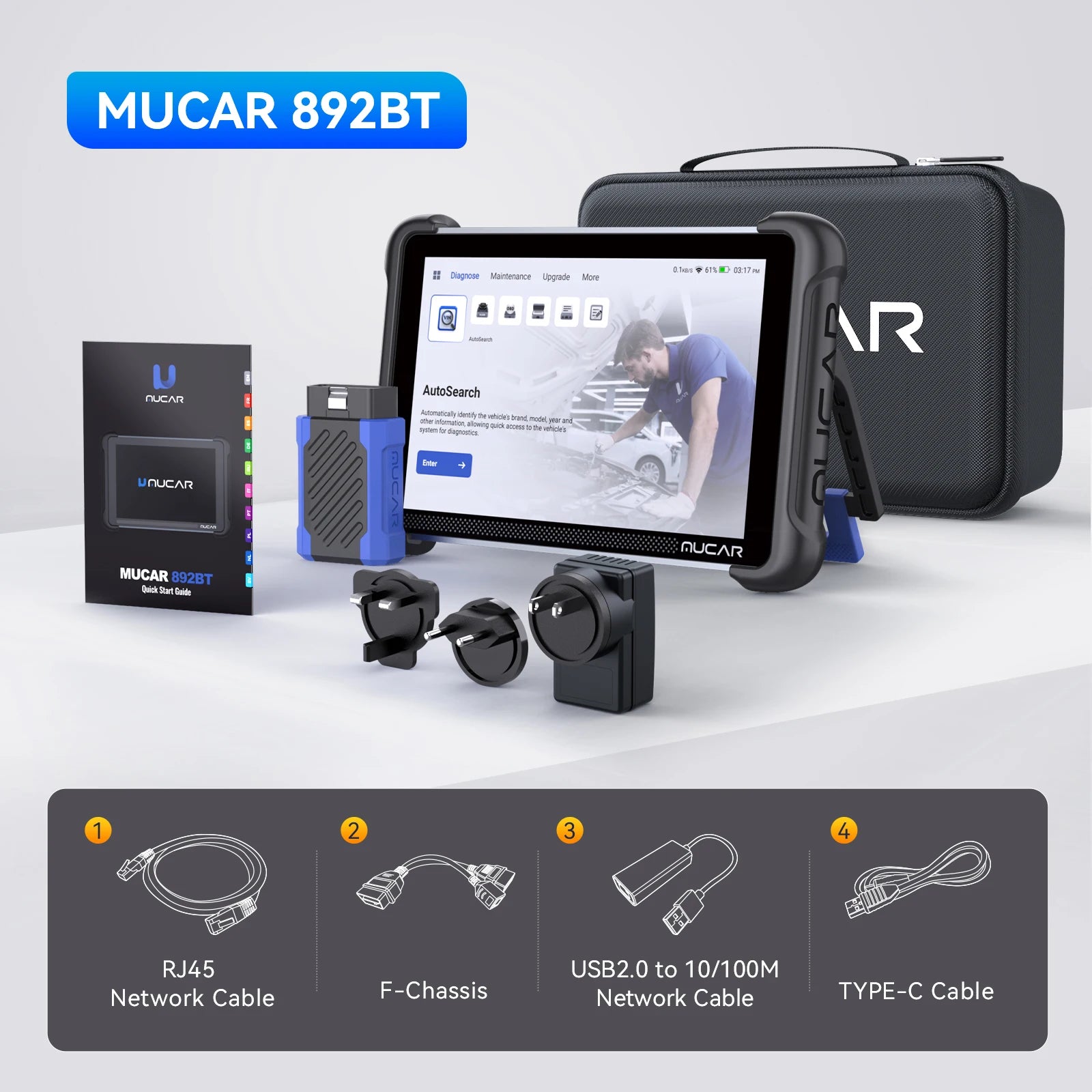 MUCAR 892BT AI-Assisted Bi-Directional Scan Tool Full System OBD2 Scanner Diagnostic Tool ECU Coding 35 Services With CANFD DOIP