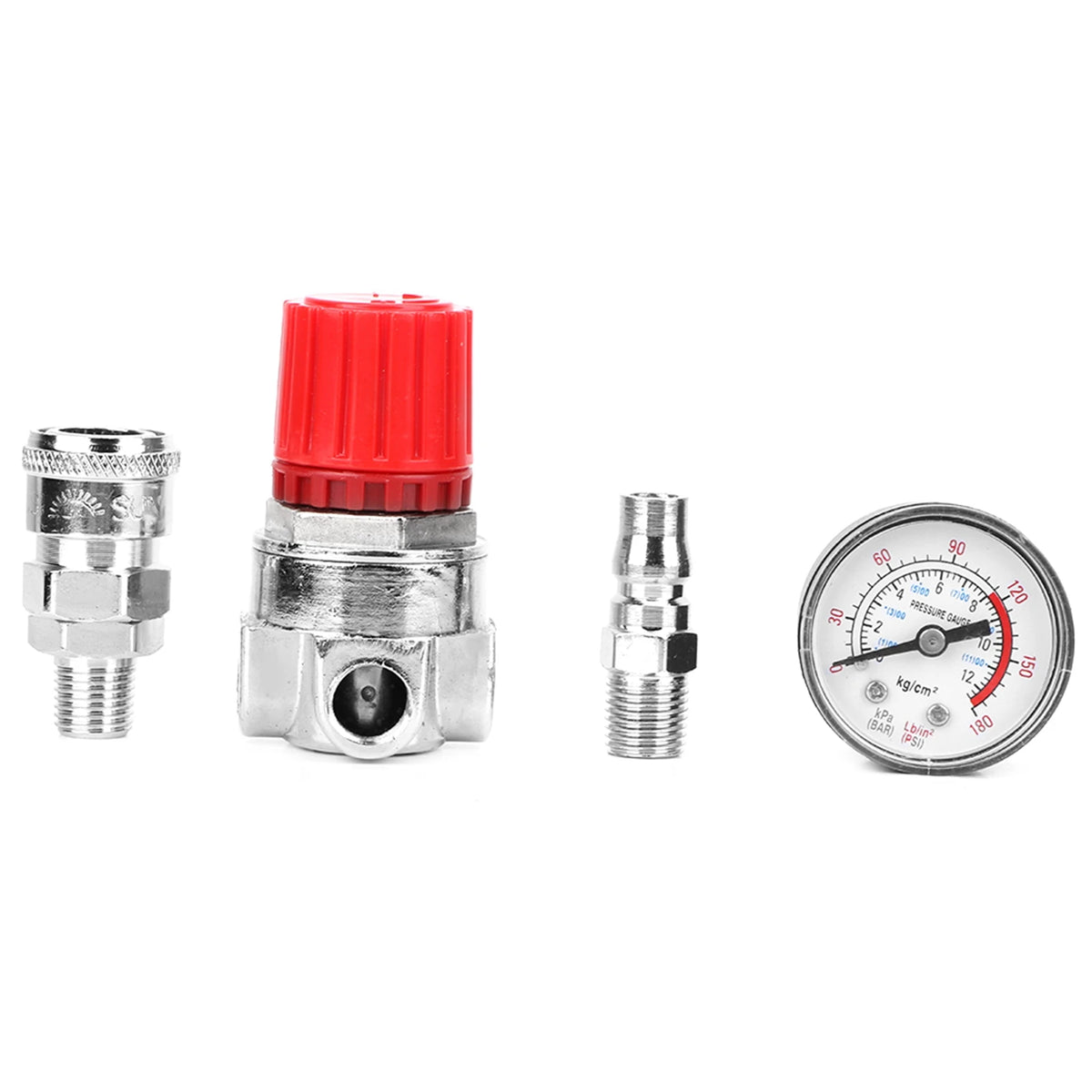 Pressure Control, Pressure Regulator Switch Control Valve Gauge with Male/Female Connector for Air Compressor
