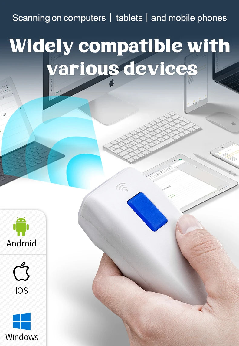 NETUM Bluetooth barcode Scanner Portable 2D barcode reader for express delivery and logistics wireless 2.4G USB connection