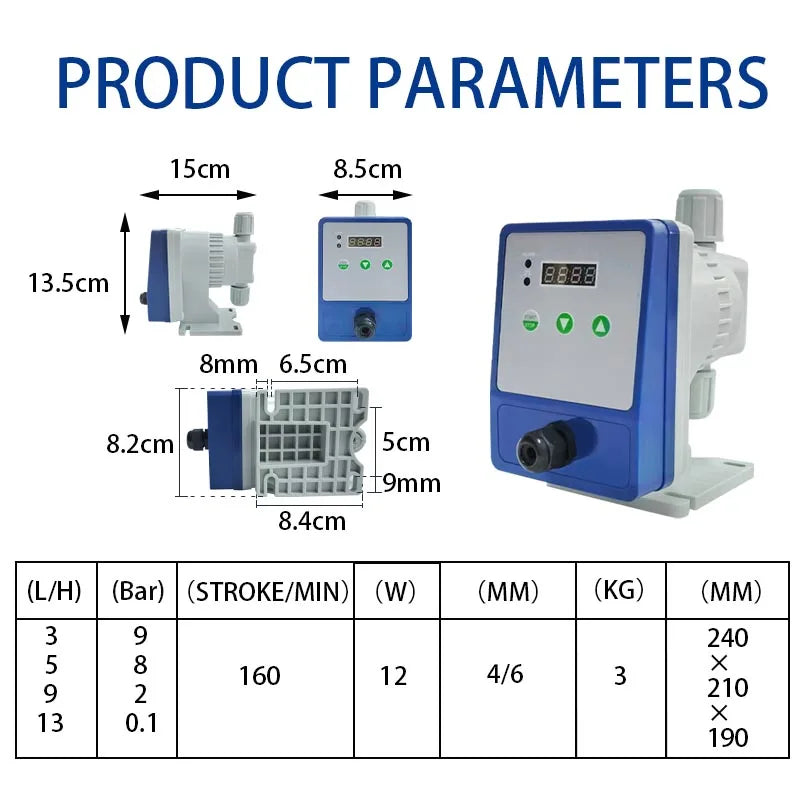 Water Treatment Liquid Micro-acid Chemical Chlorine Metering Dosing Pump Electromagnetic Diaphragm Pump