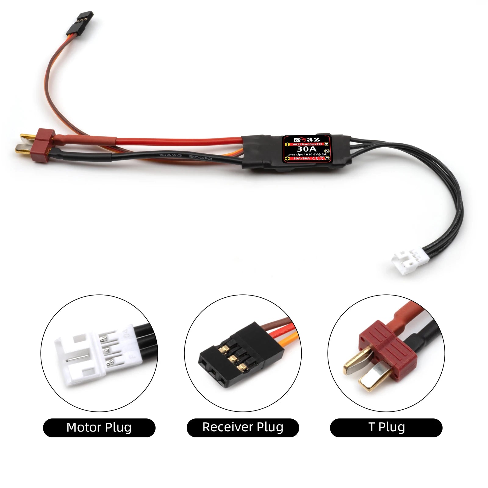 RCXAZ AM32 Programmable 30A ESC Speed Controller for 1/18 1/24 RC Cars Axial SCX24 FCX24 TRX4M 2-3s DIY Cars Performance Upgrade