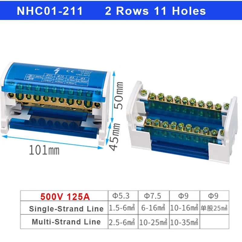 207 211 407 Din Rail Terminal Blocks Modular Screw Connection Power Distribution Block Box Universal Electric Wire Junction Box