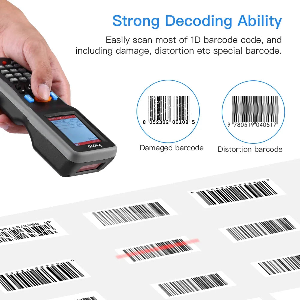 Eyoyo PDT6000 1D Barcode Scanner | 2.2" TFT Screen & 120m Wireless Range | Data Collector & Inventory Counter with USB Receiver