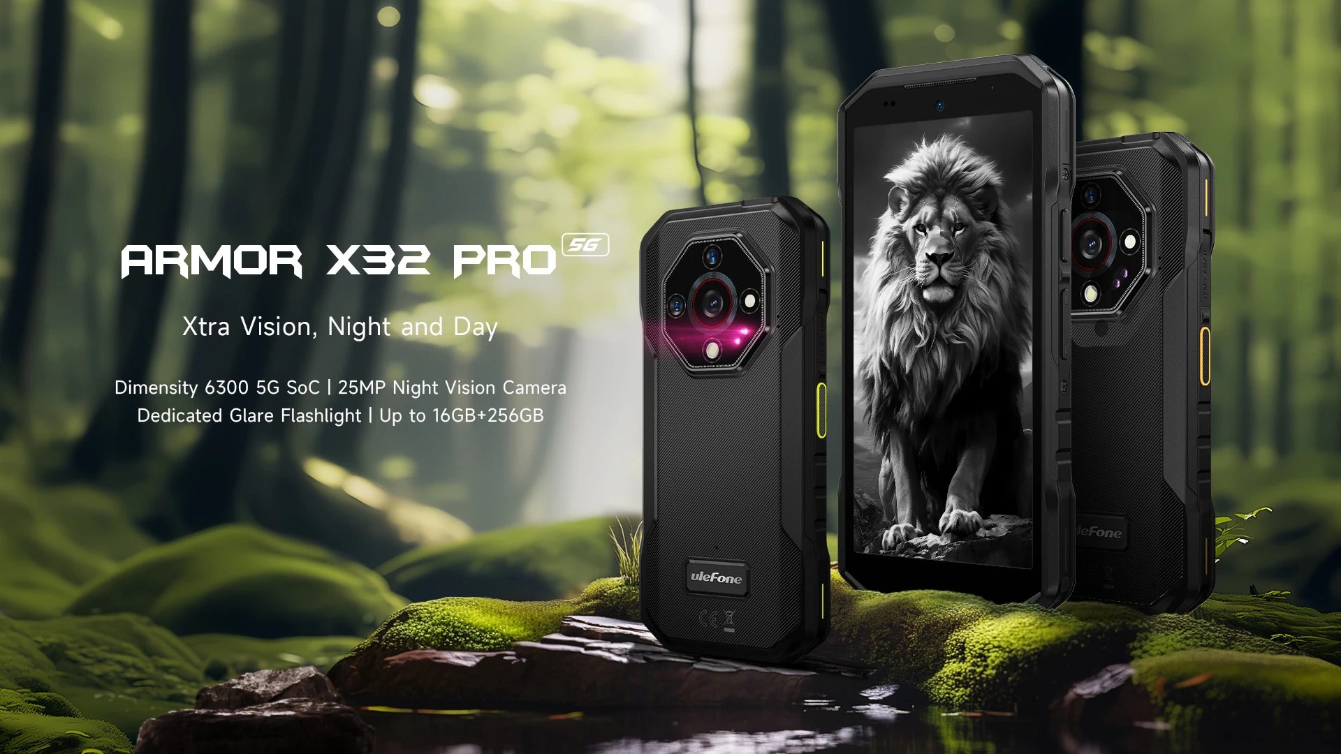 Ulefone Armor X32 Pro 5G Rugged Phone Android 14 16GB+256GB Dimensity 6300 Octa Core 64MP Camera NFC IP68/IP69K Waterproof